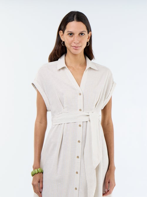 Vestido camisa comprido de manga curta - Kiabi