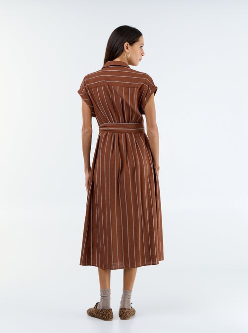 Vestido camisa comprido de manga curta - Kiabi