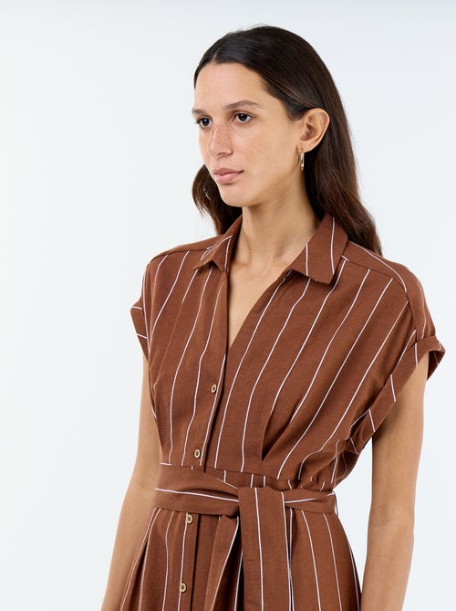 Vestido camisa comprido de manga curta - Kiabi