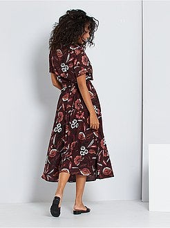 Vestido-camisa comprido estampado - Kiabi