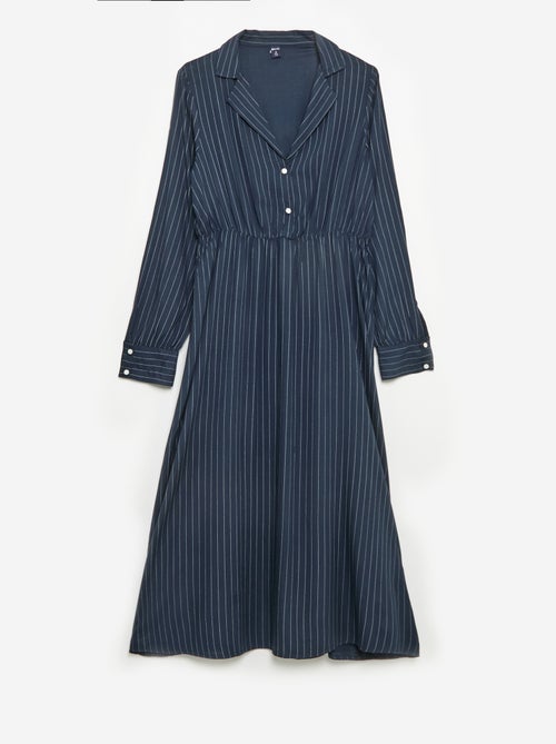 Vestido-camisa comprido fácil de vestir - Kiabi