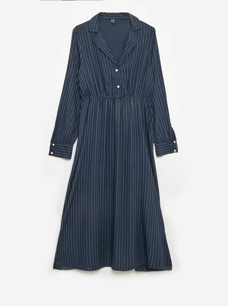 Vestido-camisa comprido fácil de vestir Azul - Kiabi