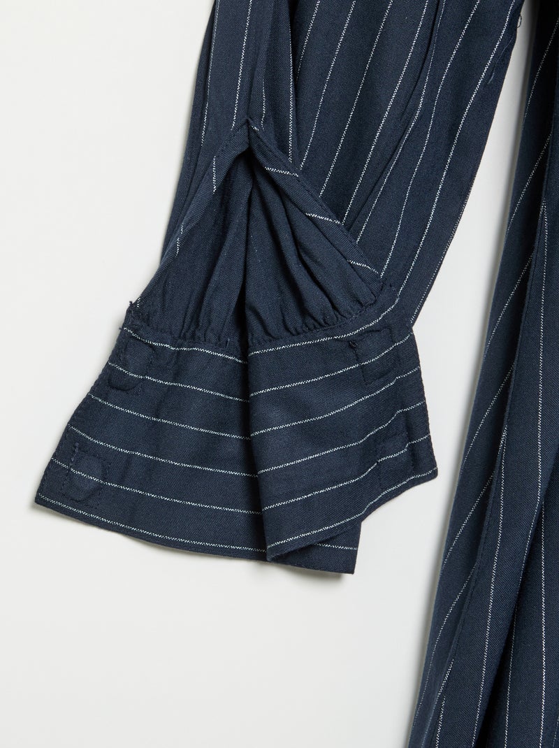 Vestido-camisa comprido fácil de vestir Azul - Kiabi