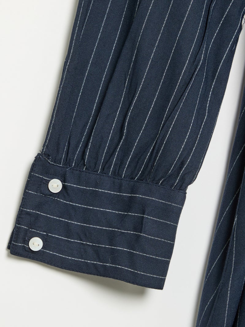 Vestido-camisa comprido fácil de vestir Azul - Kiabi