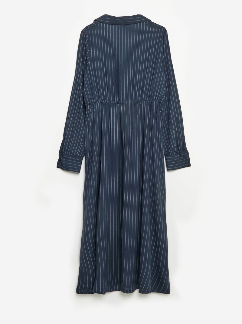 Vestido-camisa comprido fácil de vestir Azul - Kiabi
