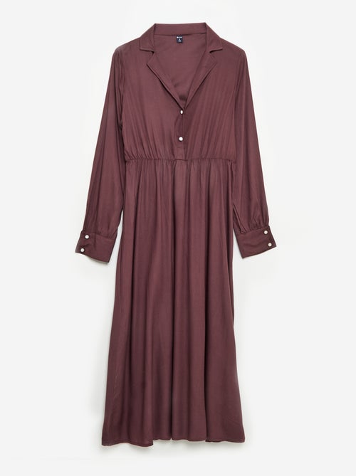 Vestido-camisa comprido fácil de vestir - Kiabi