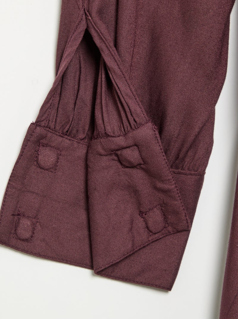 Vestido-camisa comprido fácil de vestir Violeta - Kiabi