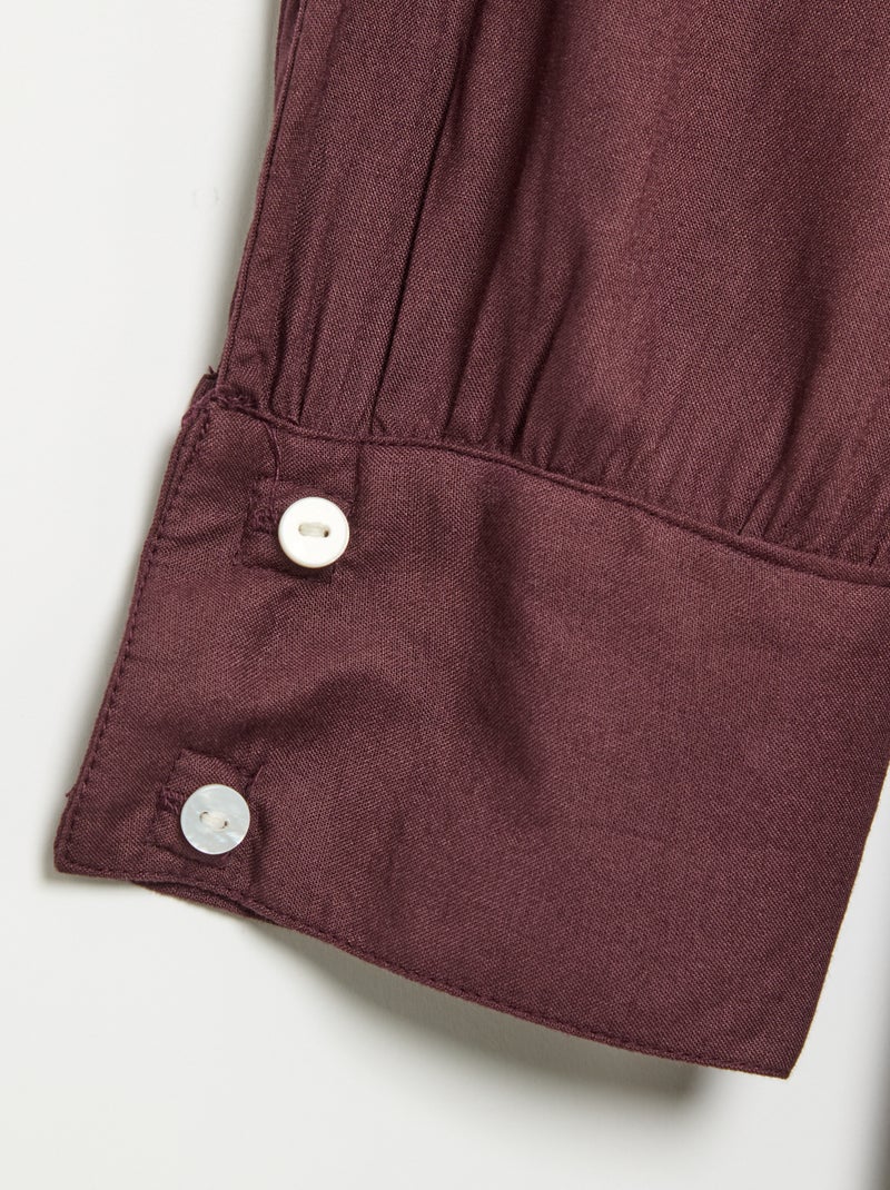 Vestido-camisa comprido fácil de vestir Violeta - Kiabi
