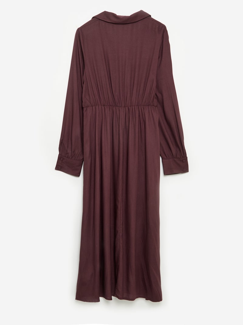 Vestido-camisa comprido fácil de vestir Violeta - Kiabi