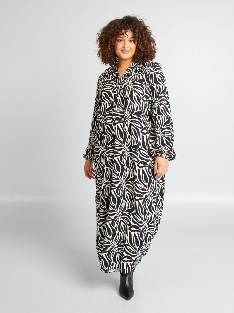 Vestido-camisa comprido PRETO - Kiabi