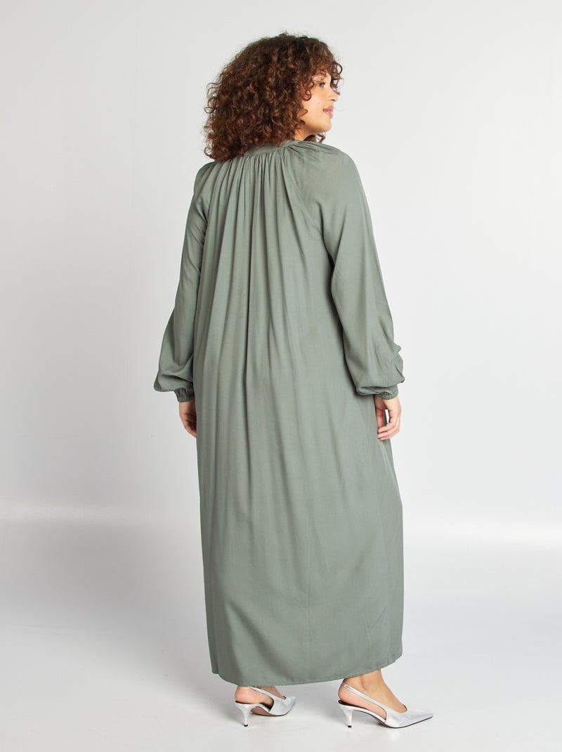 Vestido-camisa comprido VERDE - Kiabi