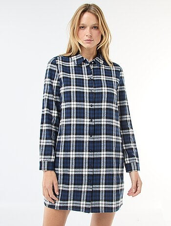 Vestido camisa curto em flanela
