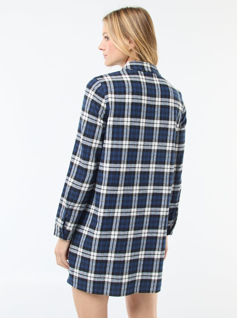 Vestido camisa curto em flanela Azul - Kiabi