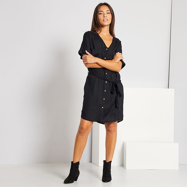 vestido camisa preto