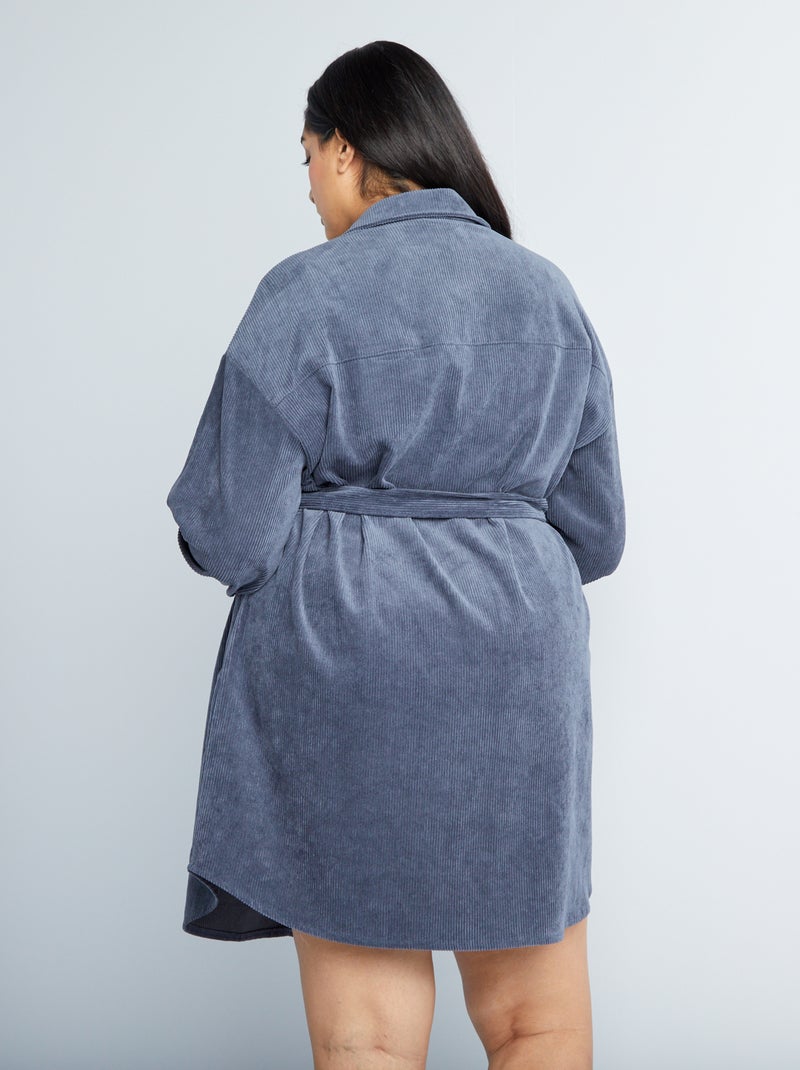 Vestido-camisa de bombazina AZUL - Kiabi