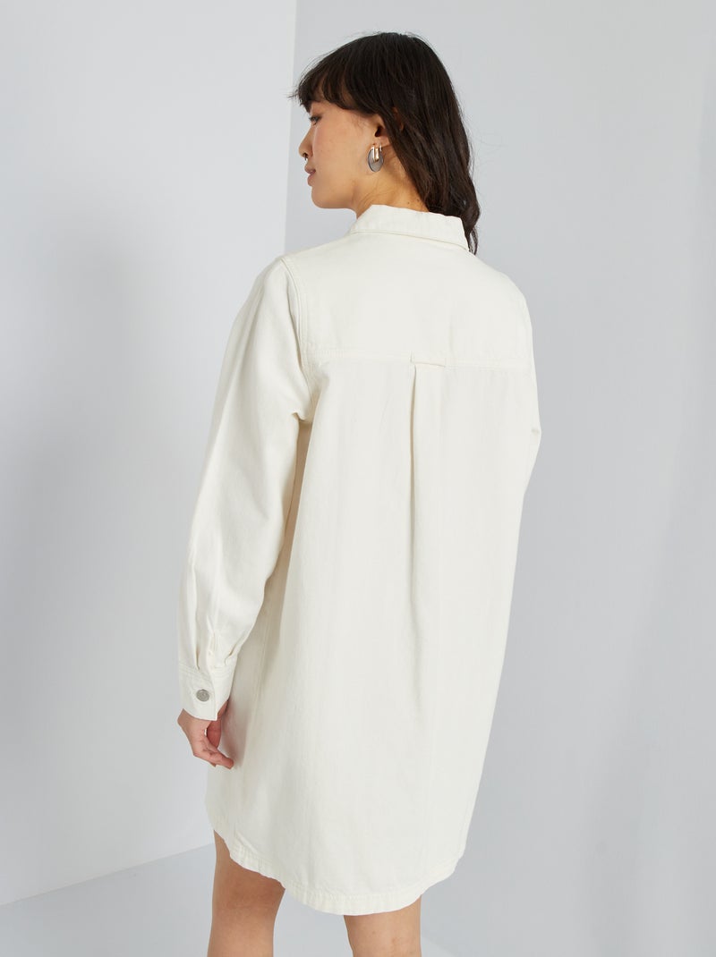 Vestido-camisa de ganga Branco - Kiabi