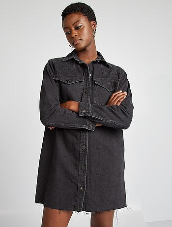 Vestido-camisa de ganga
