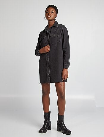 Vestido-camisa de ganga