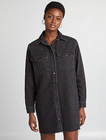 Vestido-camisa de ganga