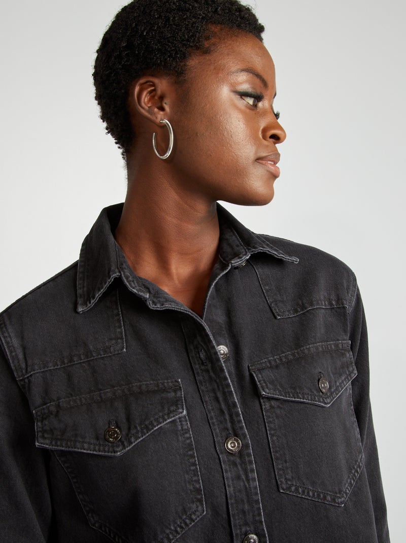 Vestido-camisa de ganga CINZA - Kiabi