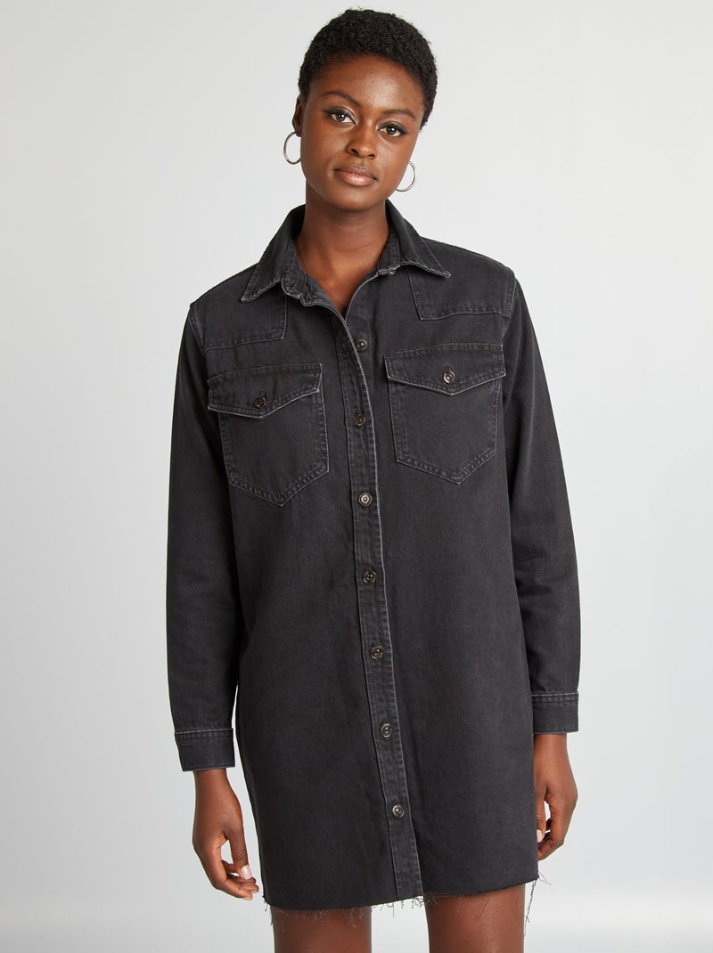 Vestido-camisa de ganga CINZA - Kiabi