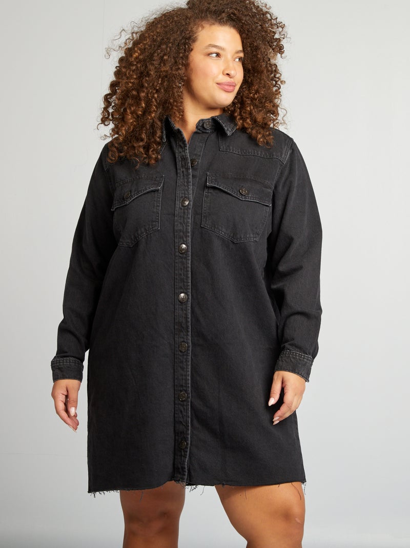 Vestido-camisa de ganga CINZA - Kiabi