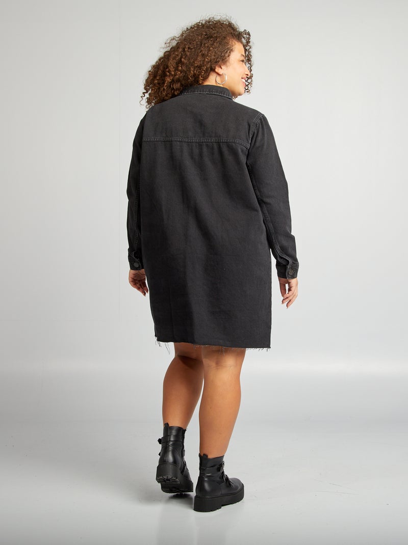 Vestido-camisa de ganga CINZA - Kiabi