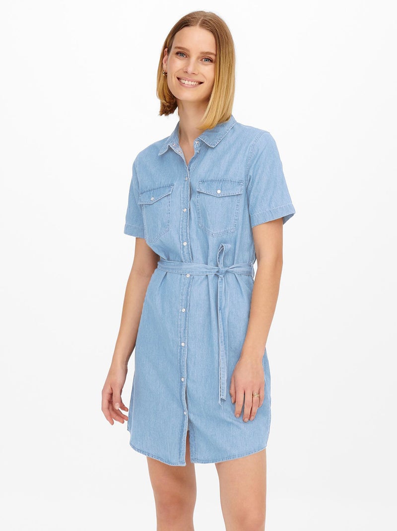 Vestido-camisa de ganga 'JDY' AZUL - Kiabi