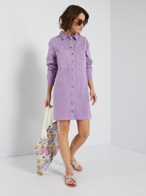 Vestido-camisa de ganga - Kiabi
