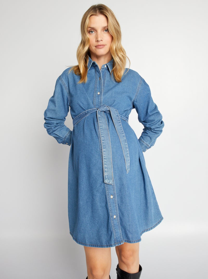 Vestido-camisa de grávida em ganga AZUL - Kiabi