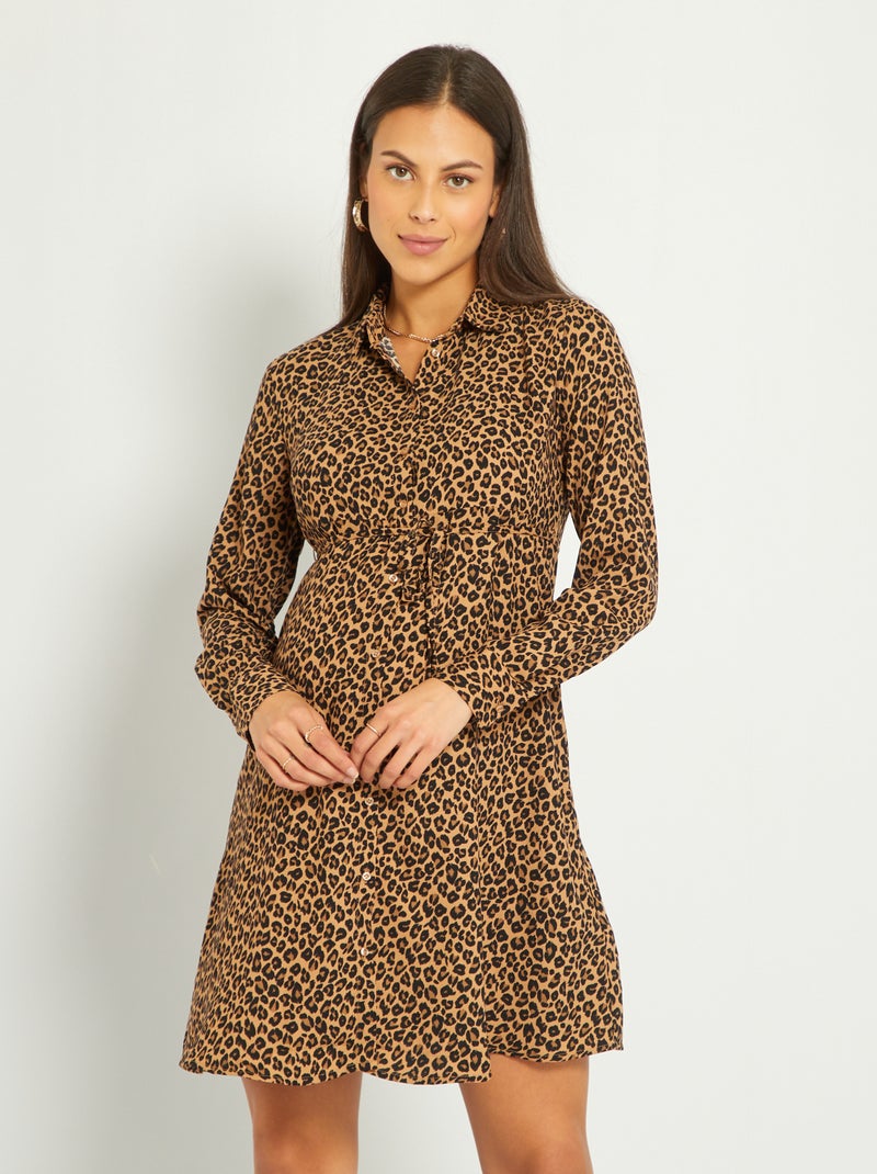Vestido-camisa de grávida MARROM - Kiabi