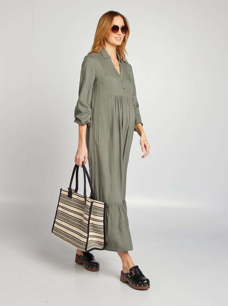 Vestido-camisa de grávida VERDE - Kiabi