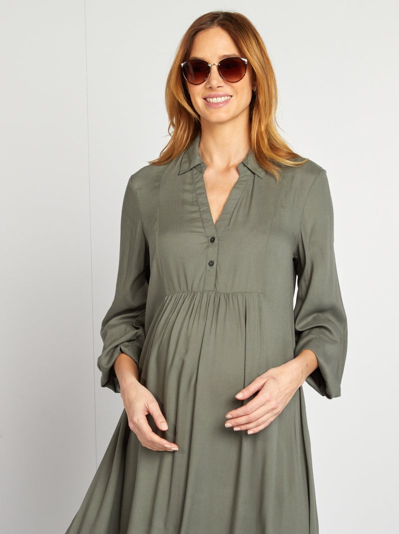 Vestido-camisa de grávida VERDE - Kiabi