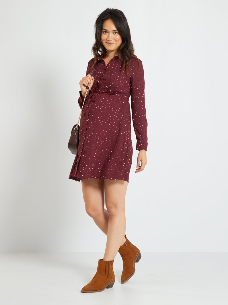 Vestido-camisa de grávida VERMELHO - Kiabi