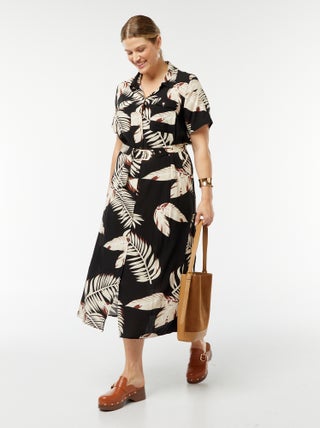 Vestido-camisa de manga curta com motivo all-over
