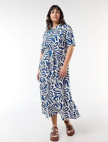 Vestido camisa de manga curta com padrão