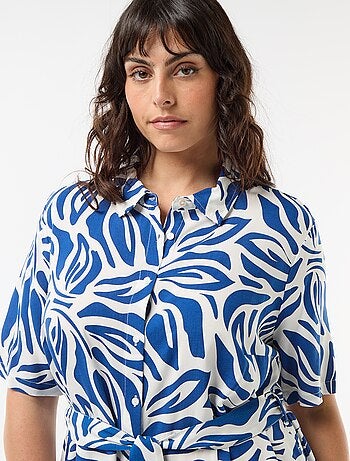 Vestido camisa de manga curta com padrão