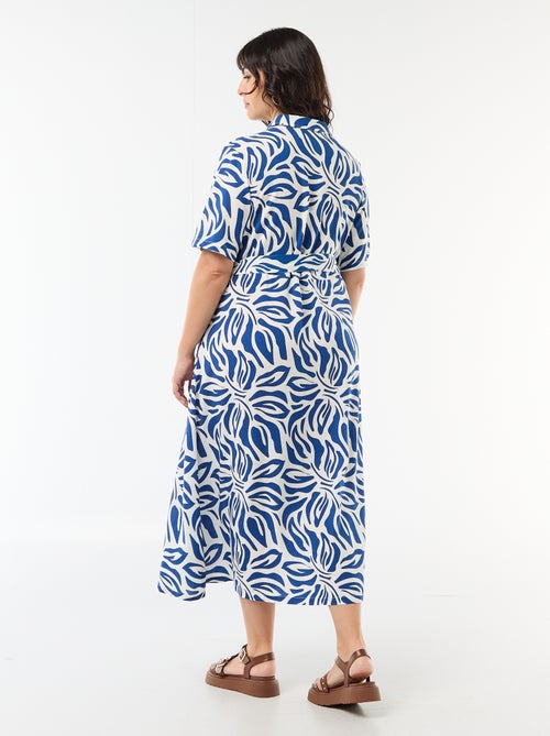 Vestido camisa de manga curta com padrão - Kiabi