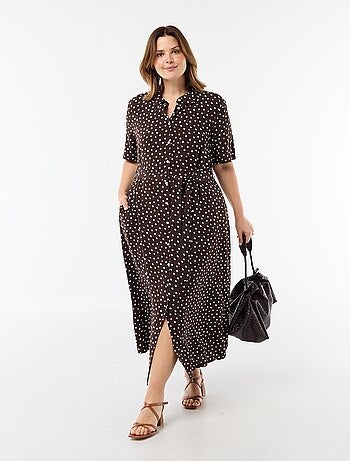 Vestido camisa de manga curta com padrão