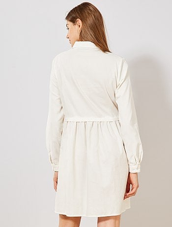 Vestido camisa em bombazina - Kiabi