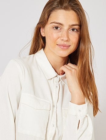 Vestido camisa em bombazina - Kiabi