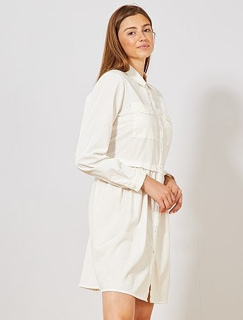 Vestido camisa em bombazina - Kiabi