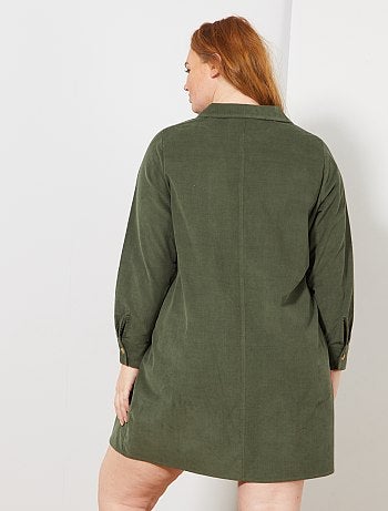 Mulher tamanhos grandes - Vestido camisa em bombazina - Kiabi