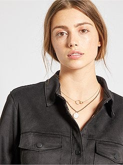 Vestido-camisa em camurça sintética - Kiabi