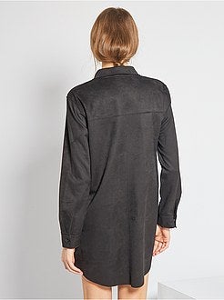 Vestido-camisa em camurça sintética - Kiabi