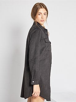 Vestido-camisa em camurça sintética - Kiabi