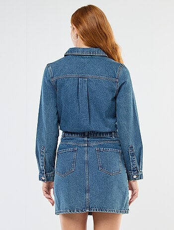 Vestido camisa em ganga