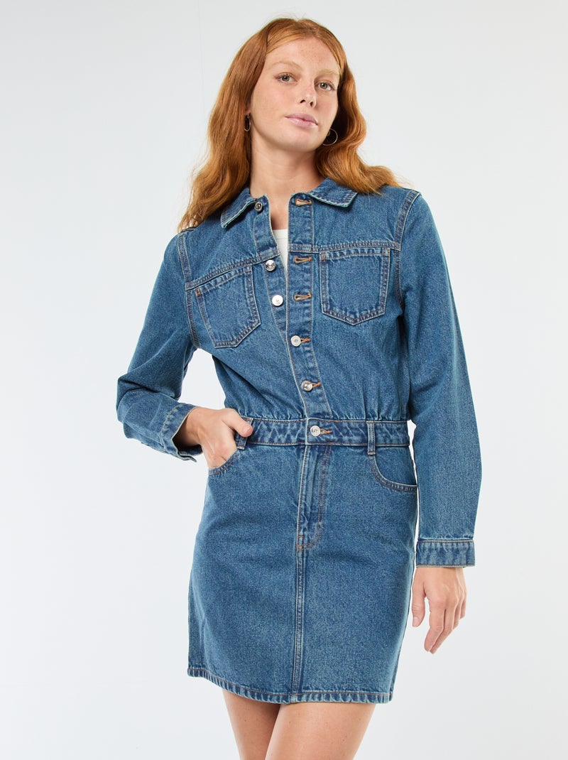 Vestido camisa em ganga Azul - Kiabi