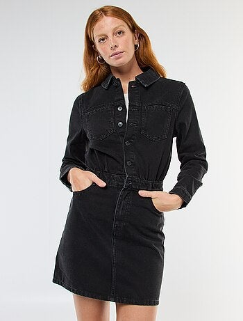 Vestido camisa em ganga