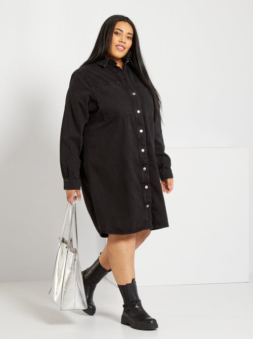 Vestido-camisa em ganga - Kiabi